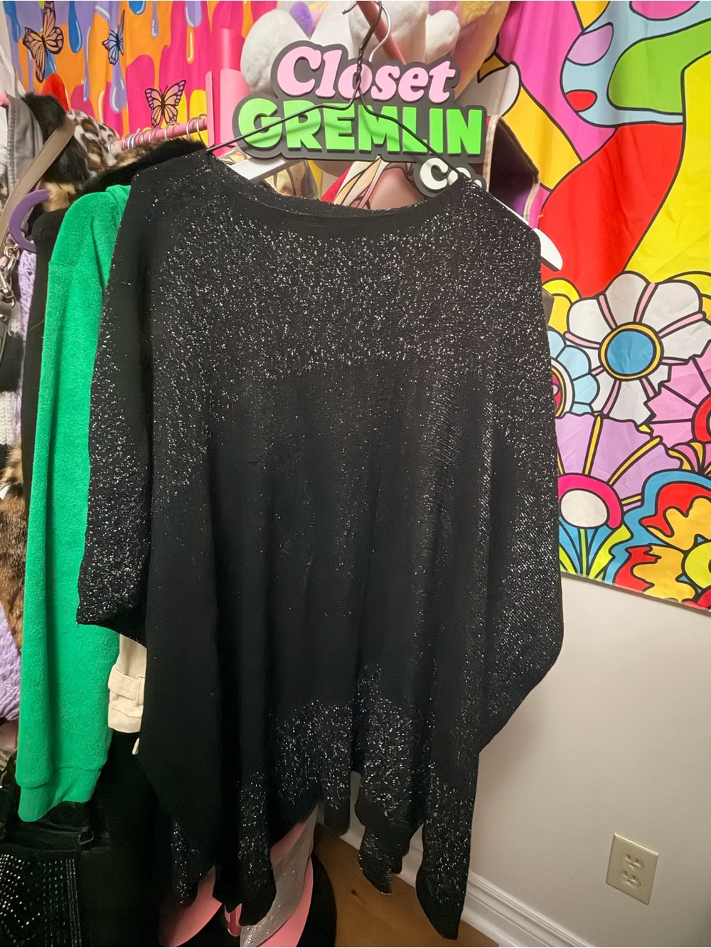 Black Sparkle Women's Shawl - No sleeves
